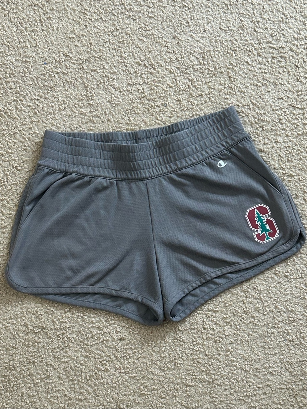 Champion Womens Mesh Shorts Elastic Waist Stanford Cardinals Gray Medium 3”